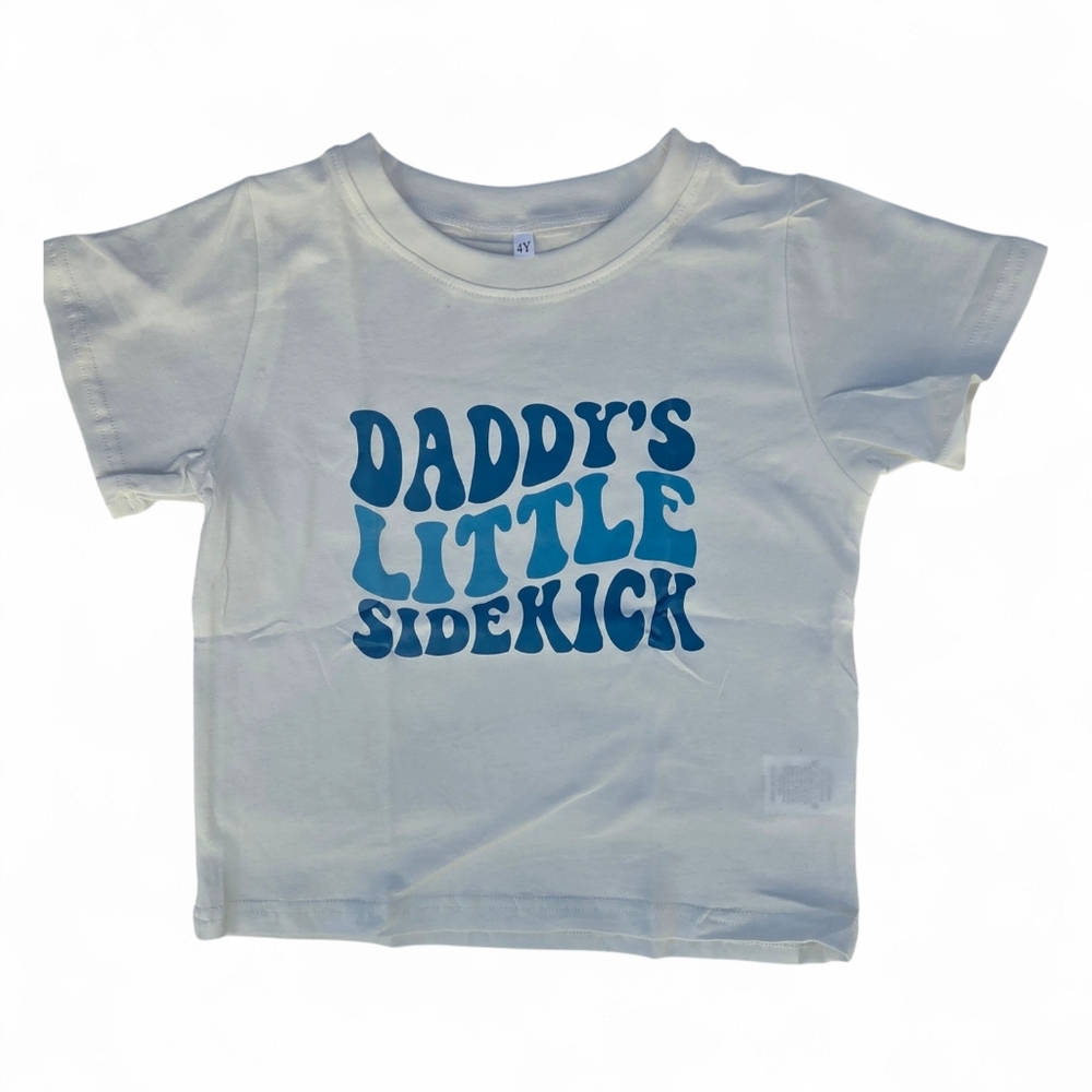 Daddy's Little Sidekick Graphic Tee - White & Blue